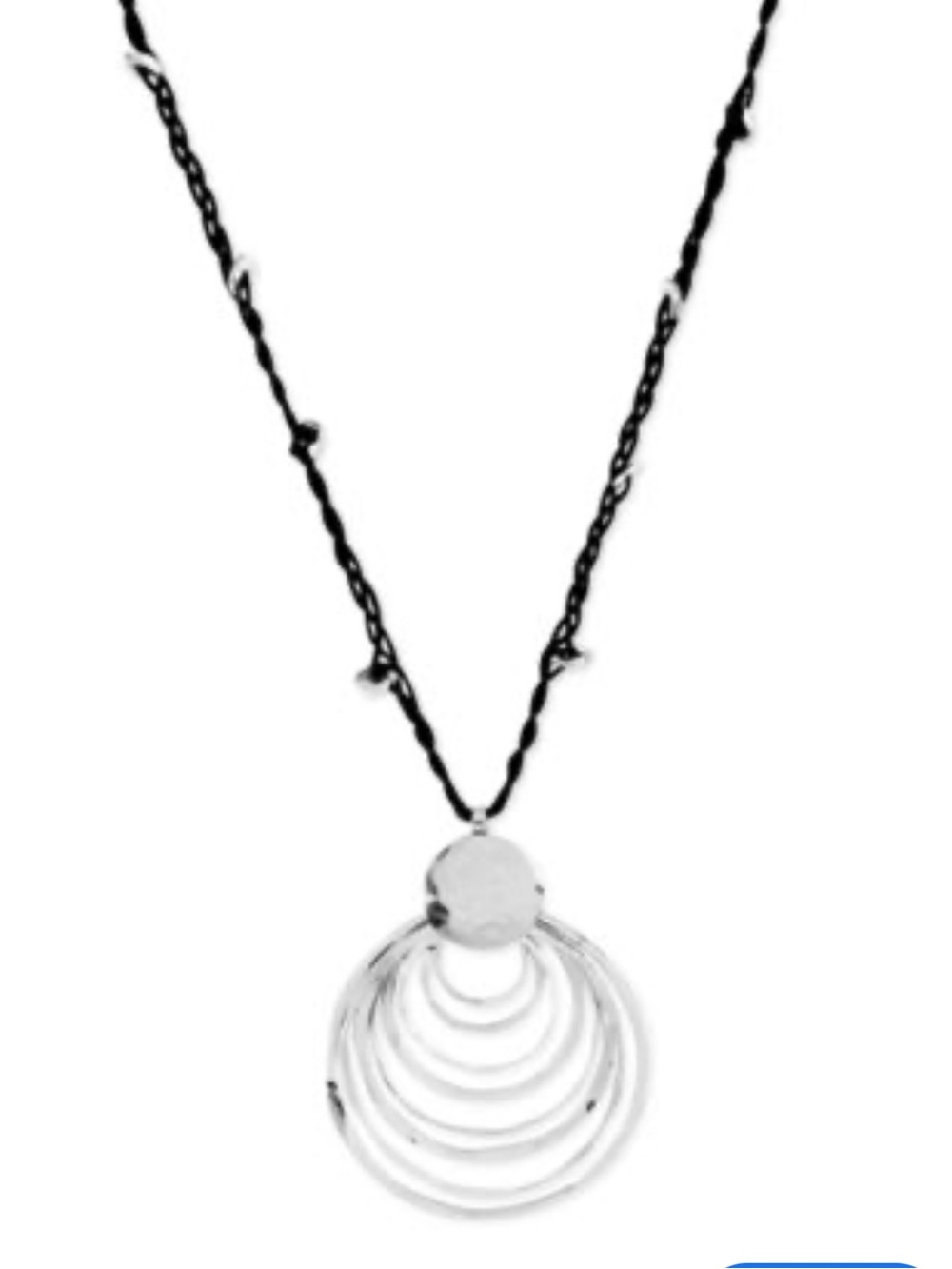 Robert lee morris soho Silver Concentric Circle Pendant Necklace - Black Cord
